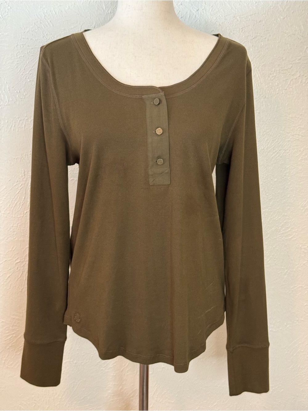 Ralph Lauren Brown Long-Sleeve Henley Top XL